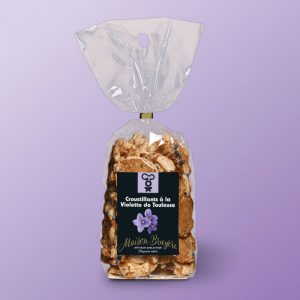 Les croustillants à la violette de Toulouse créés par Maison Bruyère, résultat du savoir-faire artisanal de 3 générations successives.