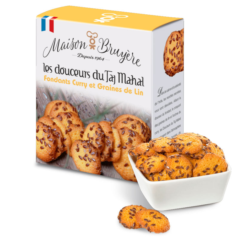Les fondants sucrés-salée au curry et graines de lin de la biscuiterie artisanale Maison Bruyère, pour un apéritif original !