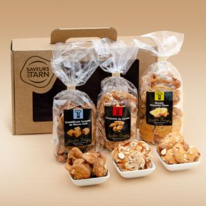 Le coffret Dégustation propose les essentiels de Maison Bruyère : Croquants de Cordes, Biscuits Amandes Citron et Croustillants Caramel au beurre salé. Le plus dur, c'est de s'arrêter !