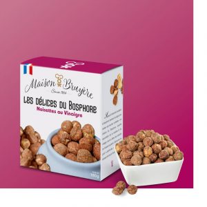Découvrez la saveur originale des noisettes salées au vinaigre à la framboise Maison Bruyère.